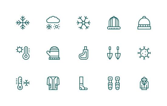 Cold Weather including 15 Regular Line Illustrations Simple Icons for Interface and Wireframes vector