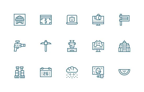 15 Regular Line Designs for Pixelated Icons Well-Structured Icons for Creative Use vector