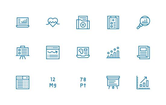 regular línea estilo gráfico íconos con 15 vectores organizado glifo íconos para rápido diseño