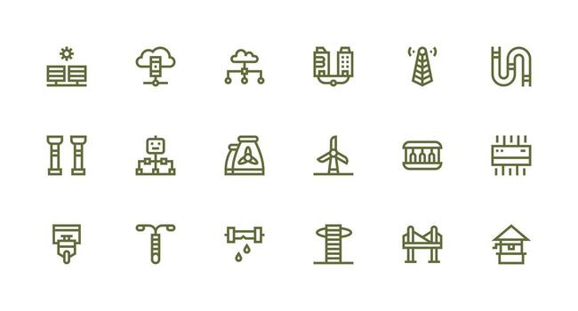 18 Strong Stroke Line Style Icons from Infrastructure Collection Simple Icons for Interface and Wireframes vector