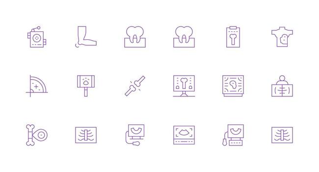 Minimal Line Style Radiology Icons with 18 Vectors Web and App Icon Pack Collection