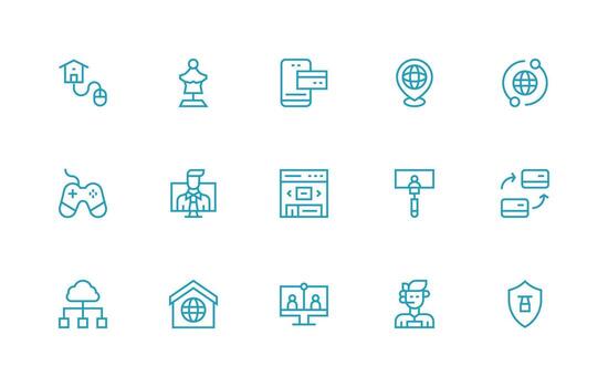 15 Regular Line Style Icons from Virtual Collection Versatile Icon Collection for Designers vector
