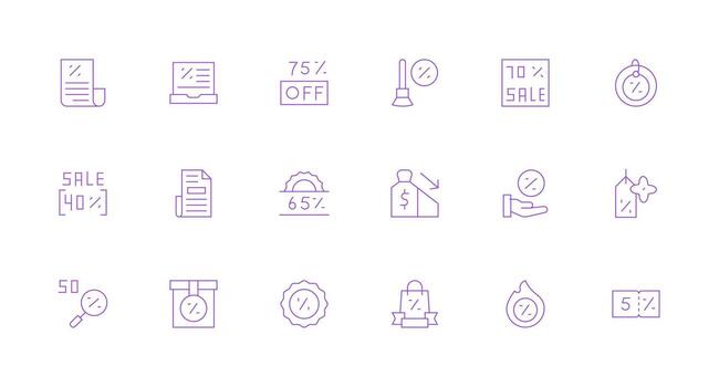 reducción incluso 18 mínimo línea ilustraciones multi-estilo icono colección vector