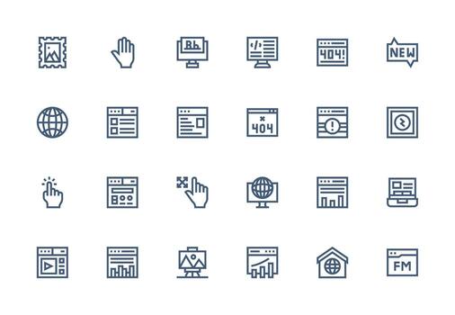 Website Design Icons featuring 24 in Thick Line Line Style Basic Icon Series vector