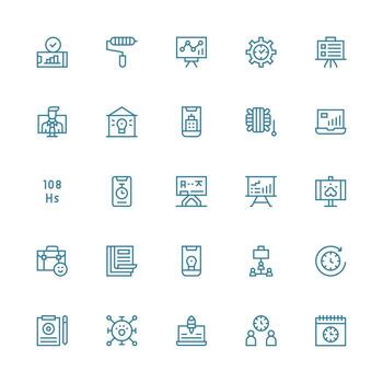 proyecto icono conjunto con 25 medio carrera contorno gráficos diseño Listo icono conjunto para equipos vector