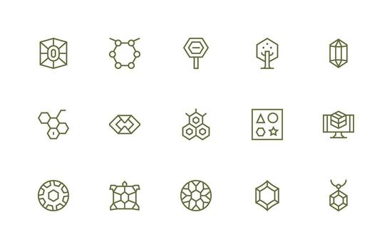 15 Regular Line Icons for Hexagon Graphics Modern Line and Glyph Icon Series vector