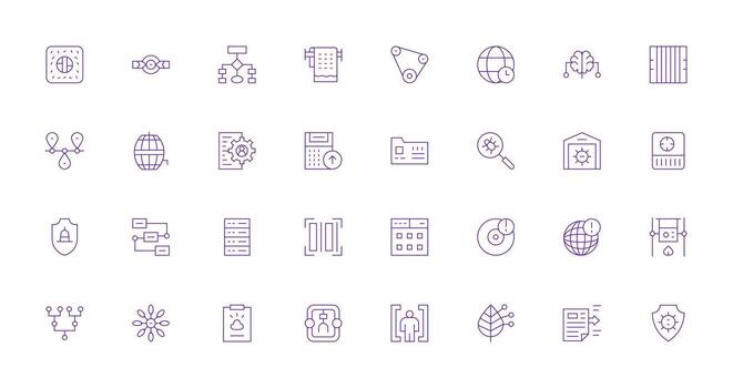 sistema icono colección con 32 Delgado línea diseños interfaz íconos para diario utilizar vector