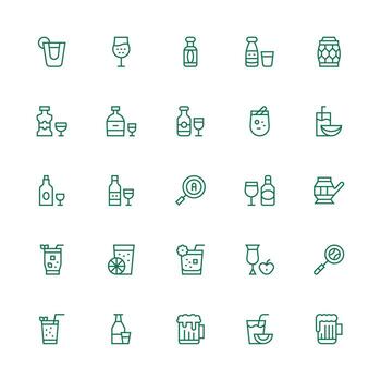 Glass Set with 25 Medium Stroke Outline Icons Neatly Designed Icons for Web Platforms vector