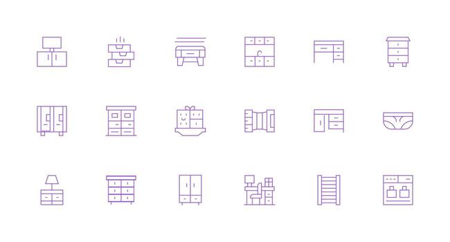 Drawers including 18 Minimal Line Illustrations Responsive Icon Set for Flexible Layouts vector