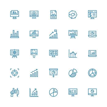 Data Visualization Icon Collection with 25 Medium Stroke Outline Designs All-Purpose Icon Design Pack vector