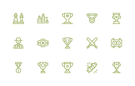 15 regular línea vectores para concurso tema icono conjunto para proyectos