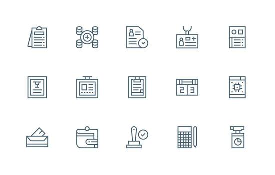 Regular Line Style Record Icons with 15 Vectors Simplified Icon Pack for Visual Tools