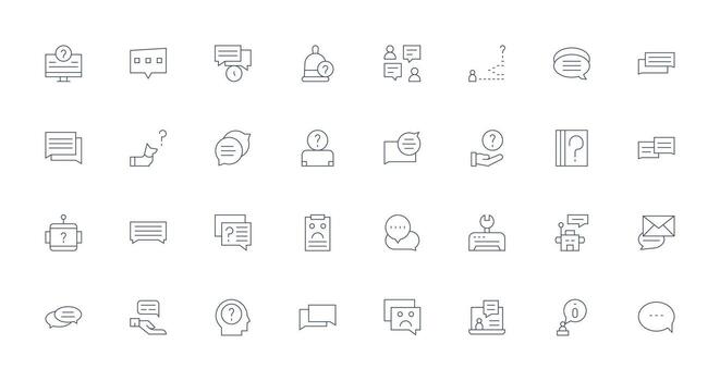 32 Delgado línea estilo íconos desde apoyo solicitud colección ligero icono serie vector