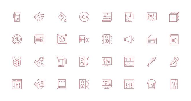 volumen conjunto con 32 Delgado línea íconos funcional icono serie vector