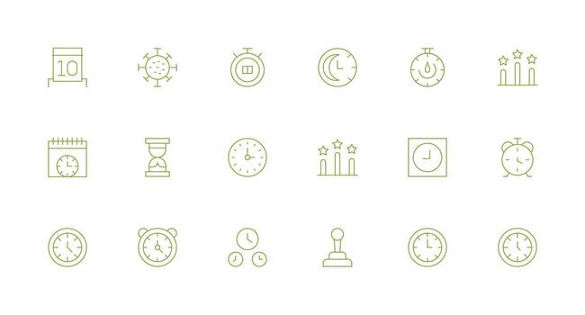 18 Second Icons in Minimal Line Aesthetic Fully Editable Icon Set for Web vector