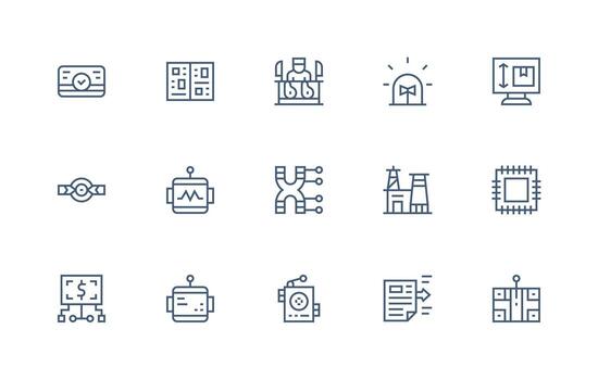 Processing Visual Pack containing 15 Regular Line Icons Icon Collection Set vector