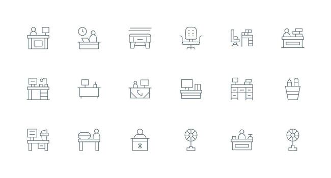 mínimo línea íconos desde escritorio conjunto con 18 vectores agudo íconos para presentaciones