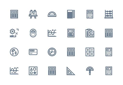 Math Icon Set with 24 Thick Line Line Graphics General Use Icon Pack vector