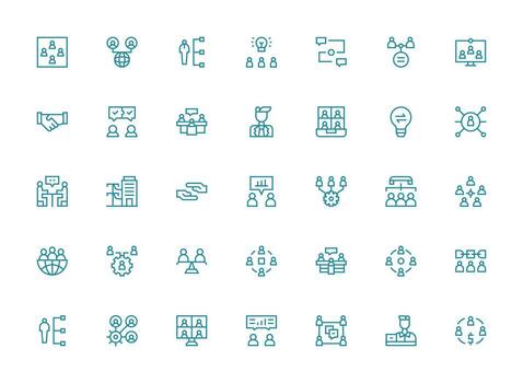 Collaboration including 35 Regular Clean Line Illustrations Icons Built for Visual Consistency Pack vector