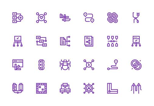 24 Thick Line Line Designs for Link Icons Quick Access Icons for UI Development vector
