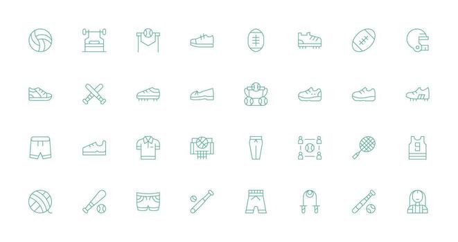 32 Delgado línea estilo íconos desde atlético colección limpiar icono conjunto icono paquete para ui proyectos vector