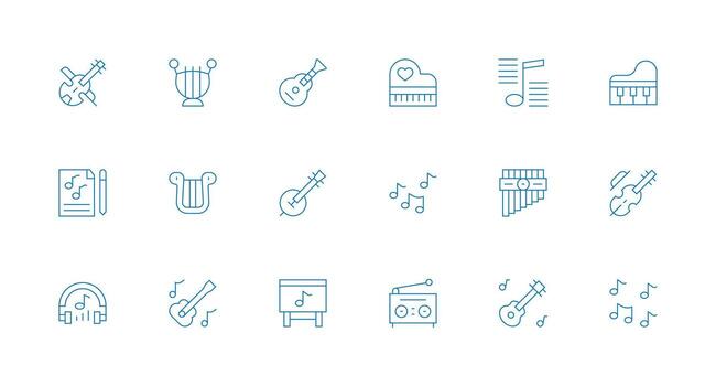 18 Tune Icons in Minimal Line Aesthetic User Interface Icons for Digital Products vector