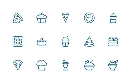 Topping Set with 15 Regular Line Icons Sharp Icons for Presentations vector