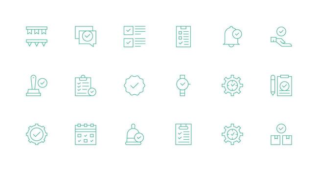 18 Icons for Done in Minimal Line Format Multi-Style Icons for Creative Projects vector