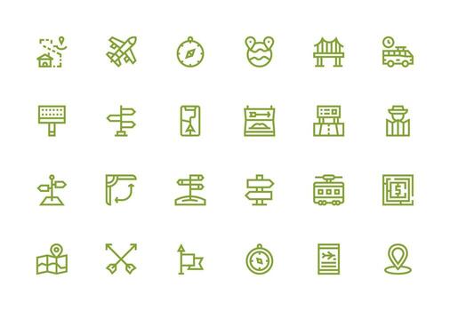 Route Icon Collection with 24 Thick Line Line Designs Quick Access Icons for UI Development vector