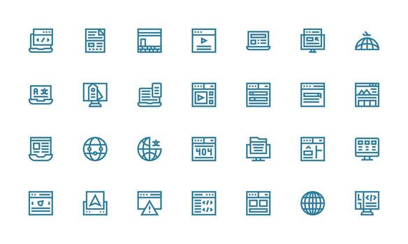 Webpage Set with 28 Bold Line Icons Clean Icon Set Icon Pack for UI Projects vector