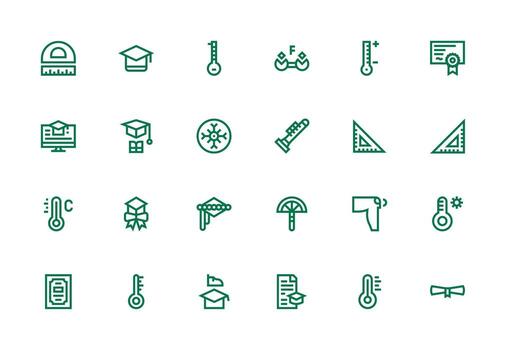 24 grueso línea línea vectores para la licenciatura tema completamente editable icono conjunto para web