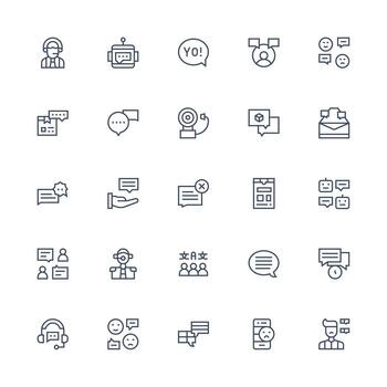 Response Design Icons featuring 25 in Medium Stroke Outline Style Complete Icon Set for Mobile Apps vector