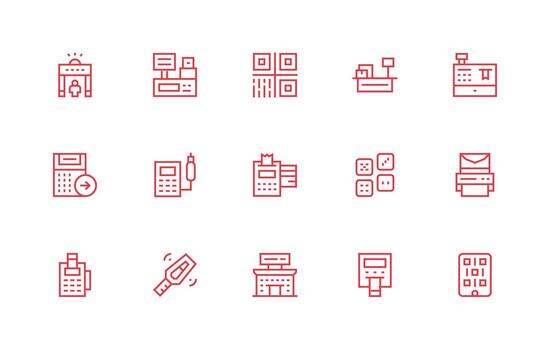 15 regular línea vectores para escáner tema ui y ux enfocado icono colección