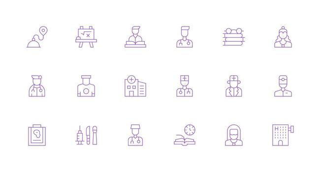 Exam Design Icons featuring 18 in Minimal Line Style Interface Icon Collection for Daily Projects vector