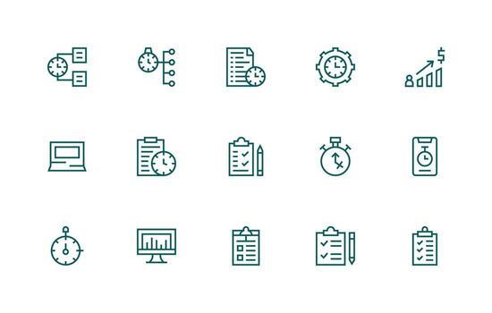 15 Icons for Productivity in Regular Line Format Line Icon Collection vector