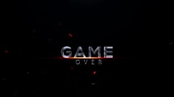 spel över text med lysande glöd och partiklar på en mörk bakgrund, representerar de slutet av en utmaning eller konkurrens video