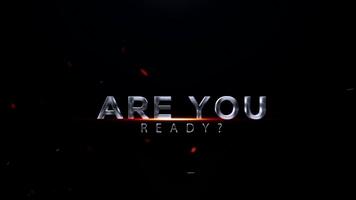 Intriguing 3d text are you ready with dramatic lighting and particle effects, posing a question of preparedness video