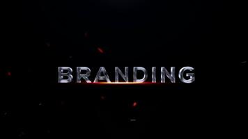 negrita 3d metálico texto marca con un cálido, ardiente resplandor debajo y sutil flotante ascuas, transporte un fuerte marca identidad mensaje video