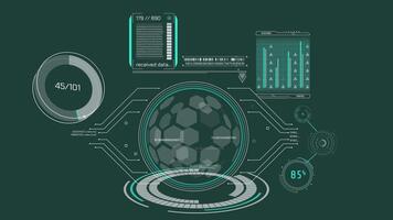 animato Schermo con hud e Infografica elementi con dati trasformazione video