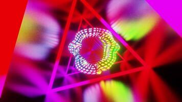 brillante multicolor triángulo con indefinido figura túnel vj lazo animación 1 video