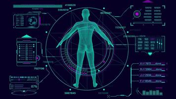 animado interfaz con hud y infografía elementos con datos investigación video