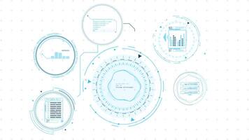 animado tela com hud e infográfico elementos para digital dados em processamento video