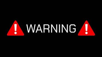 varning animering med röd varning symboler på varje sida på transparent bakgrund video