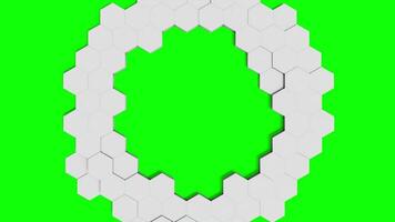 ciclo continuo animazione di circolare esagono onda su verde sfondo video