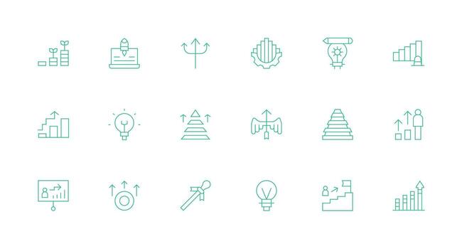 Advancement Set with 18 Minimal Line Icons Icons Built for Visual Consistency Pack vector