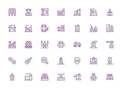 Industry Design Icons featuring 35 in Regular Clean Line Style Sharp Icons for Presentations vector