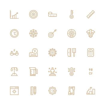 Metric Design Icons featuring 25 in Medium Stroke Outline Style Icon Set for Web vector