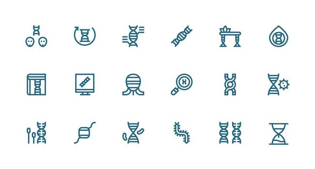 Genetic Icon Set with 18 Strong Stroke Line Graphics Layout Icon Collection vector