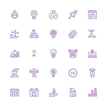Medium Stroke Outline Icons from Future Set with 25 Vectors Full Icon Library for UI Designers