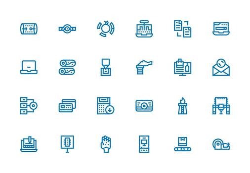 24 grueso línea línea vectores para Procesando tema todas dispositivo compatible icono conjunto